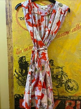 Yumi Kim Red, White & Lilac Floral Wrap Dress